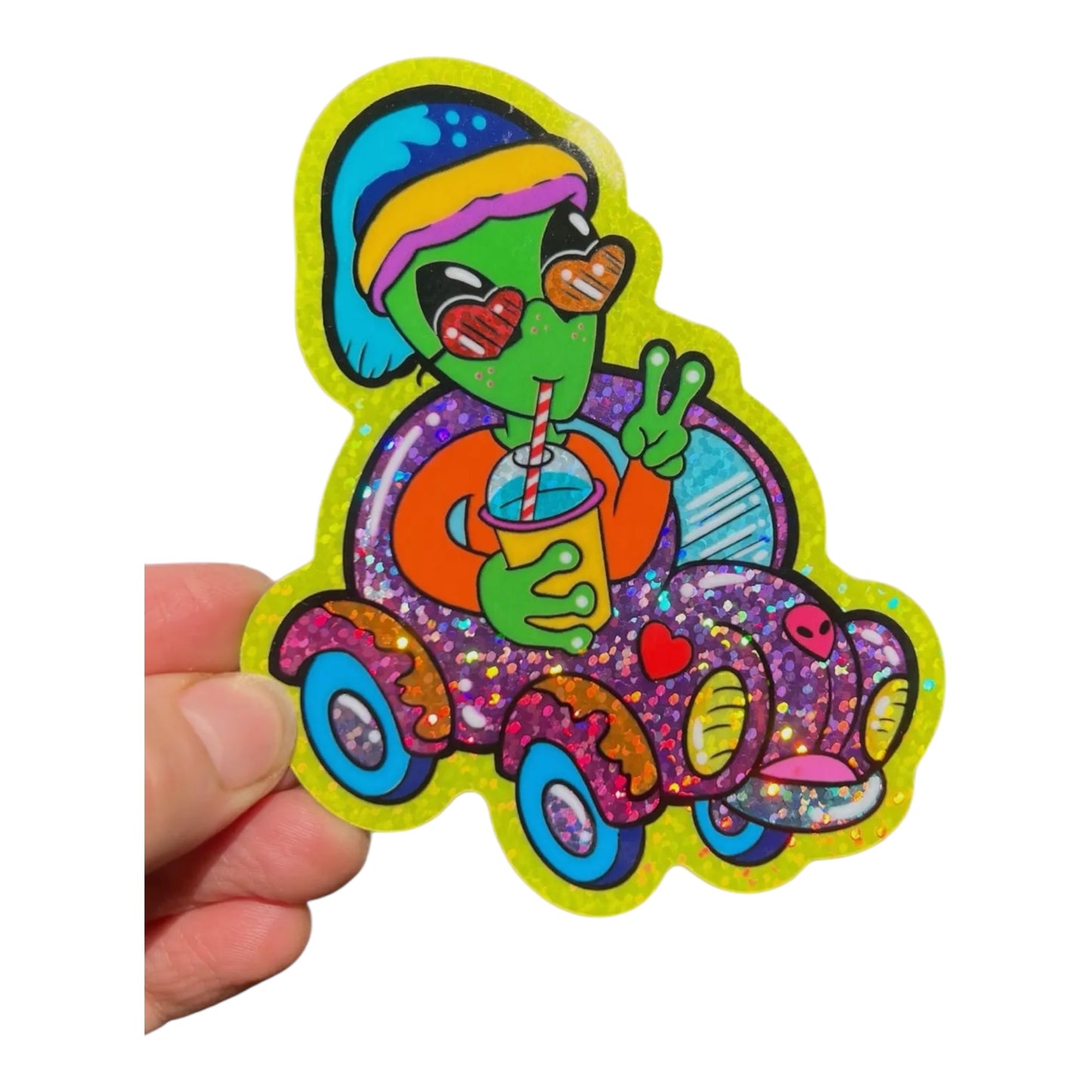 Alien in car vinyl sticker
