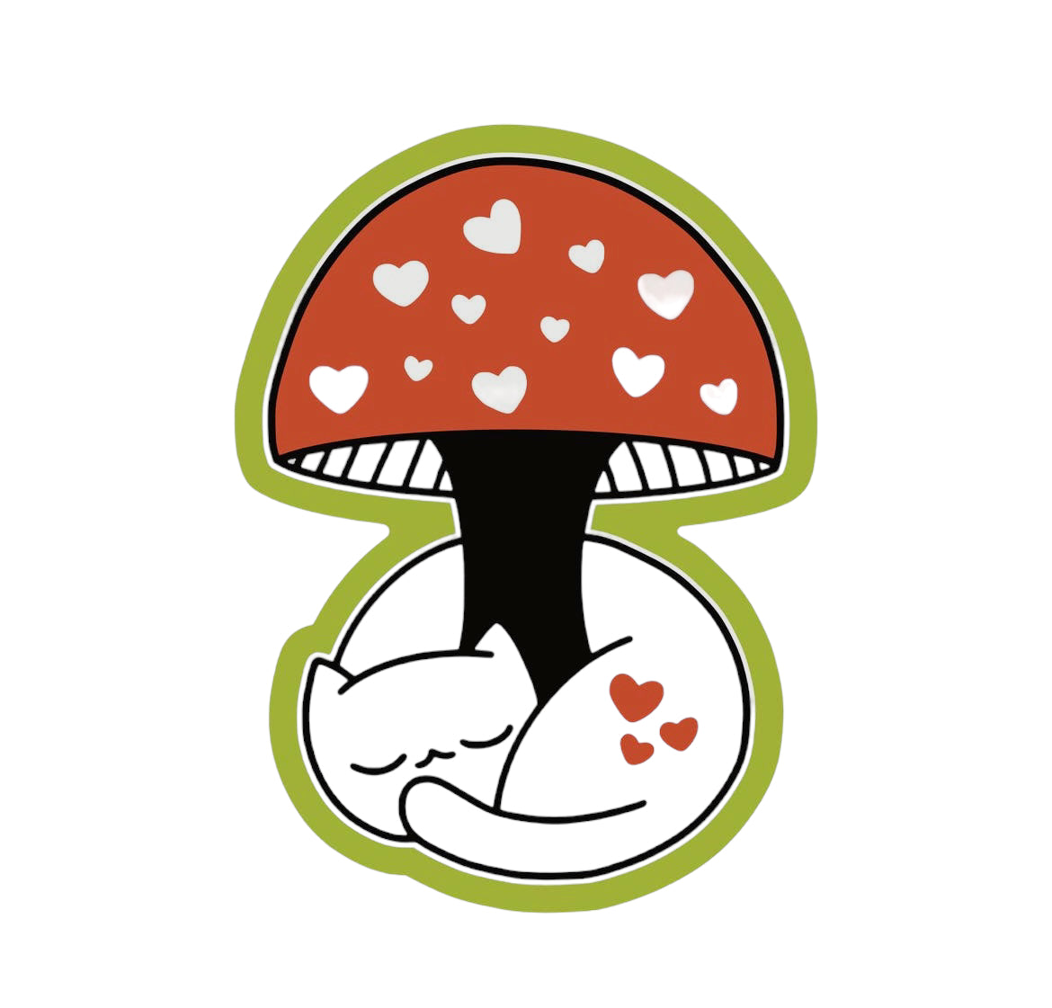 Mushroom Kitty Love Vinyl Sticker