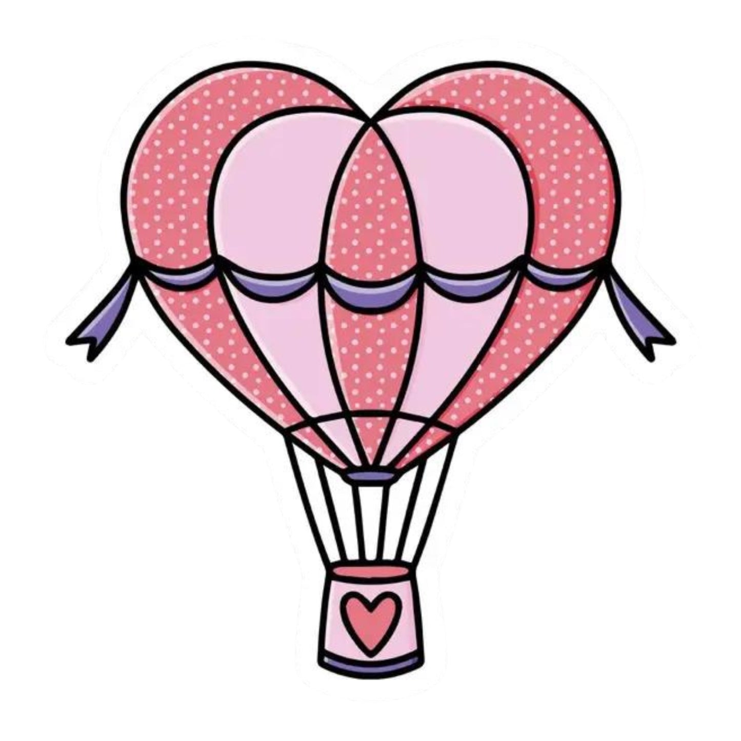 Heart Hot Air Ballon Vinyl Sticker