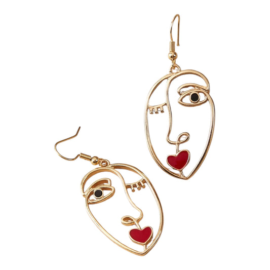 Abstract Heart lip Dangle Earrings