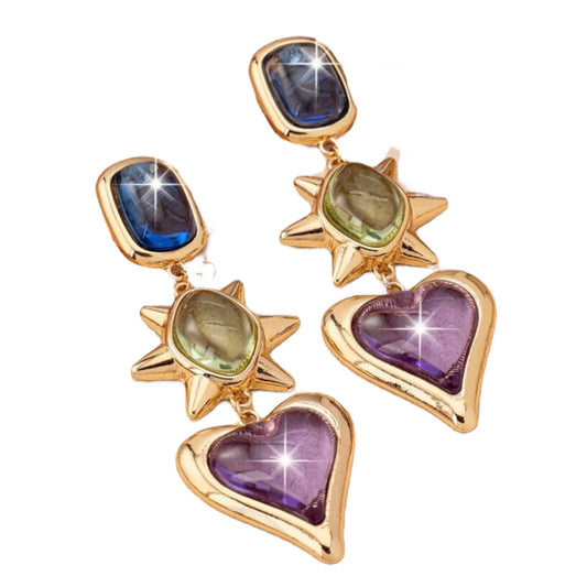 Large Sun Drop Stud Earrings