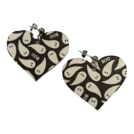 Boo Ghost Heart Shape Earrings