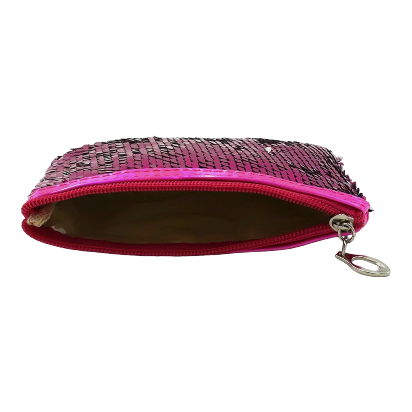 Make up clutch 2 piece sequin fur clear bag