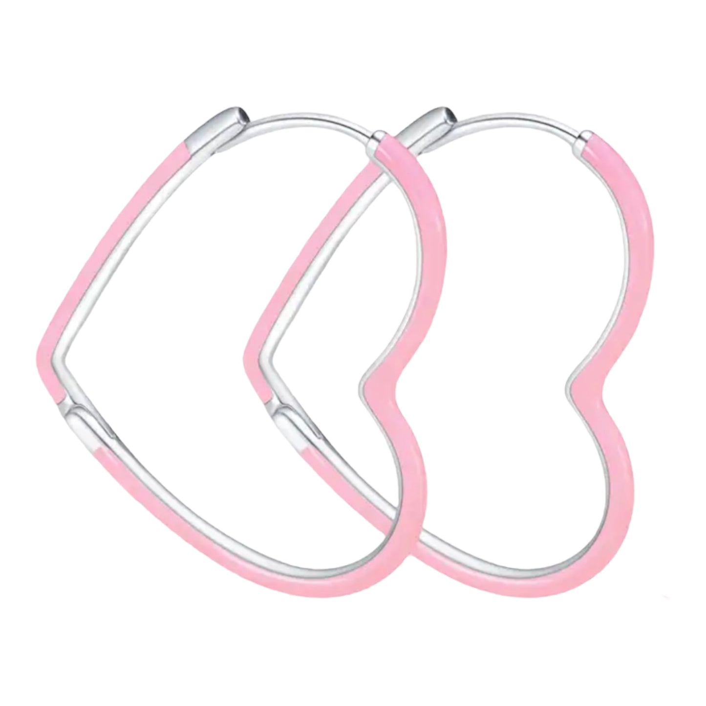 Sterling Silver Pink Enamel Hoops