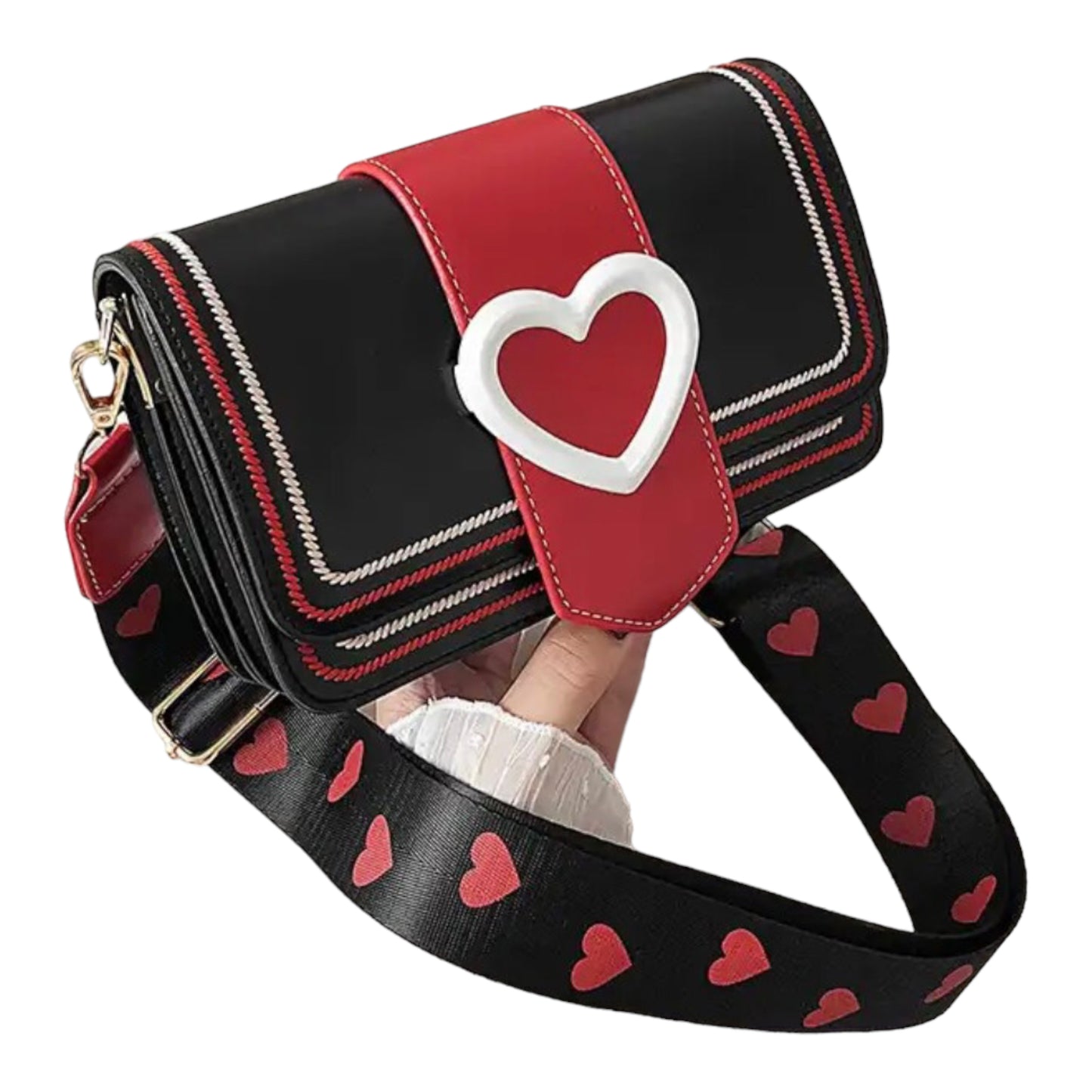 Metal Heart Crossbody Purse