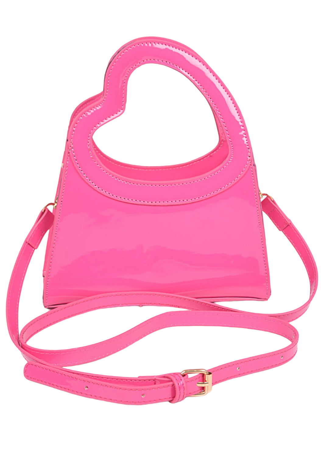 Heart handle patent handbag