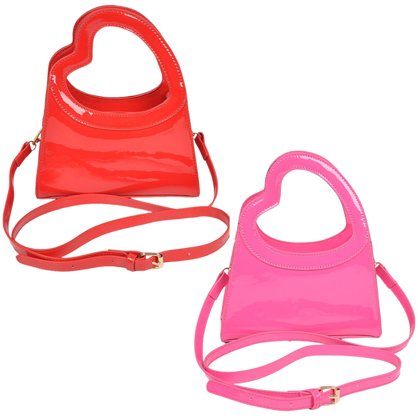 Heart handle patent handbag