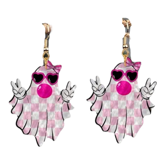 Bubble Gum Pink Ghost Earrings