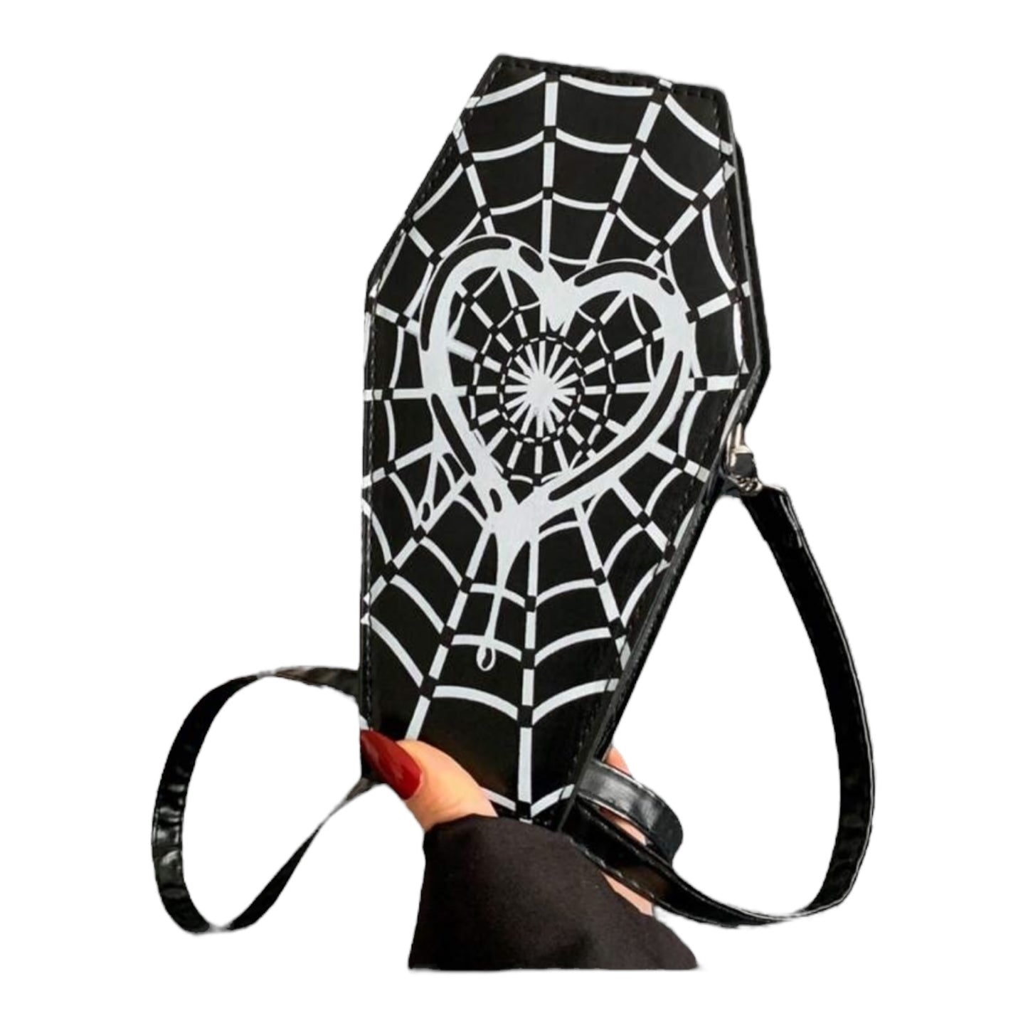 Heart Cobweb Coffin Crossbody Purse