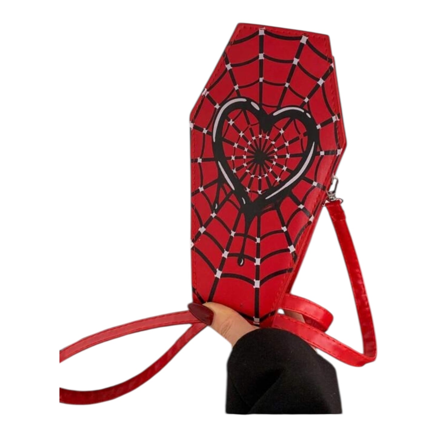 Heart Cobweb Coffin Crossbody Purse
