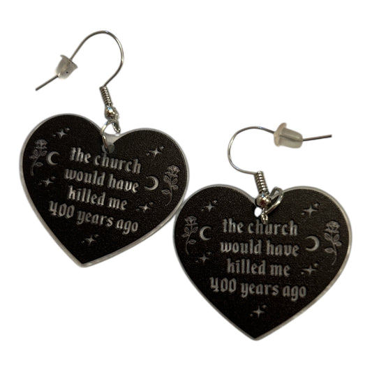 The church would Heart shaped earrings
