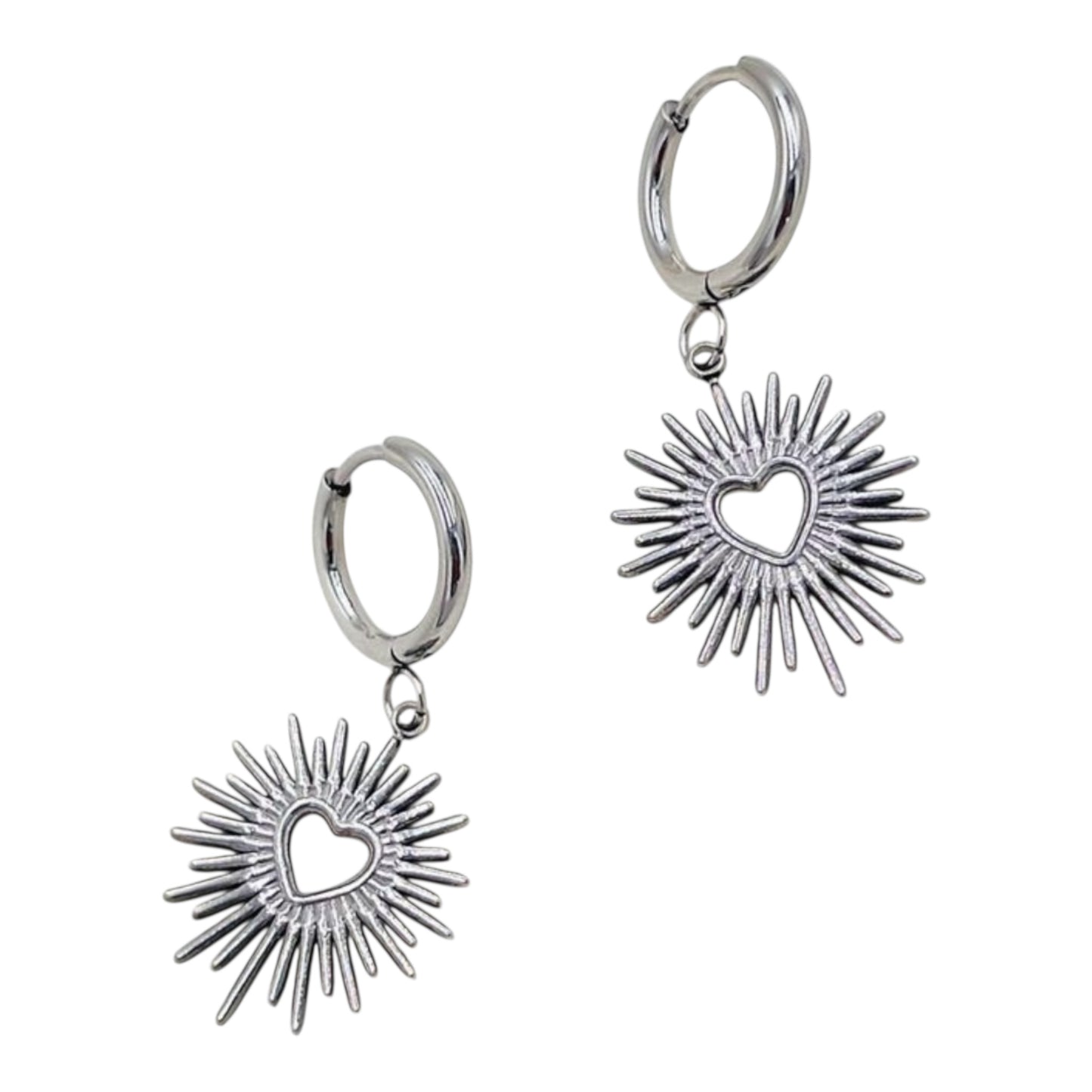 Heart Burst Hoop Earrings
