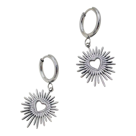 Heart Burst Hoop Earrings