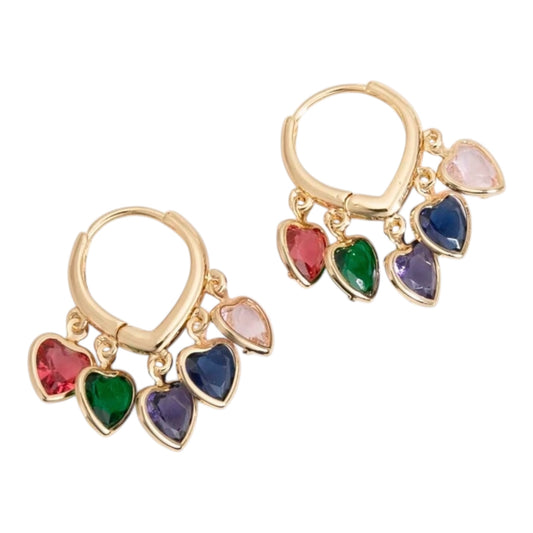 Heart Gem Hoop Earrings
