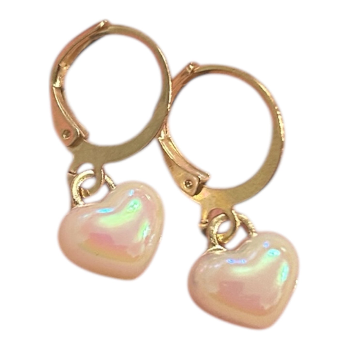 Pearlescent Heart Hoop Earrings