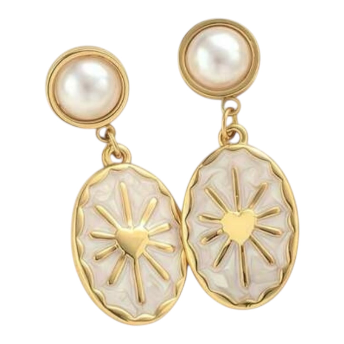 Enamel Burst Heart Earrings