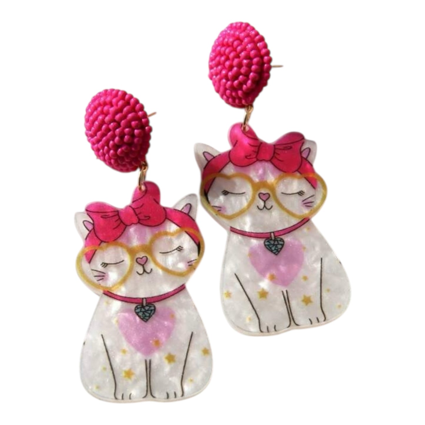 Kitty in glasses earrings