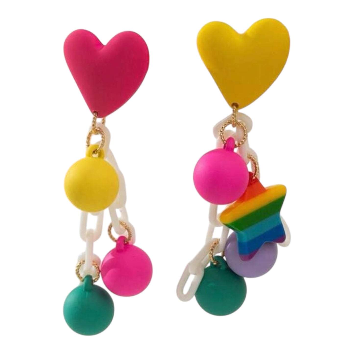 Big Playful Heart and Star Earrings