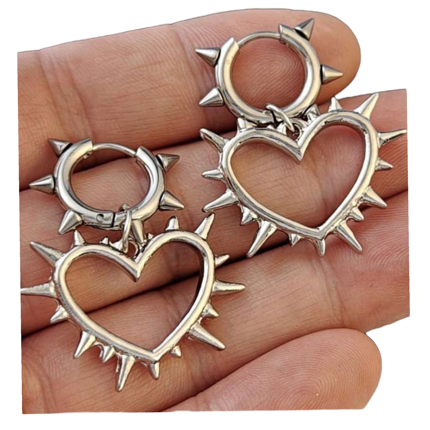 Spiked Dangle Hoop Earrings