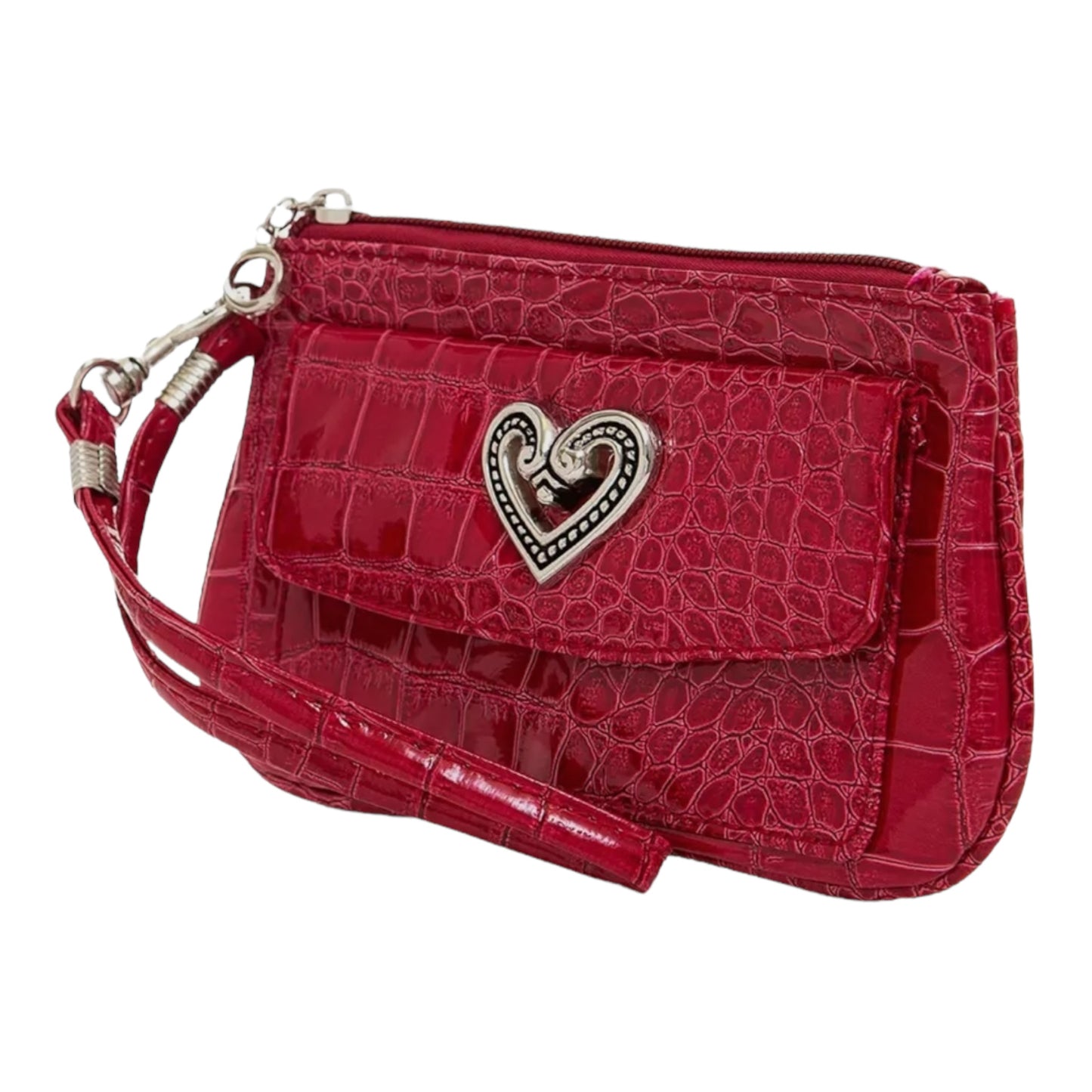 Vegan leather wristlet with Silver heart charm