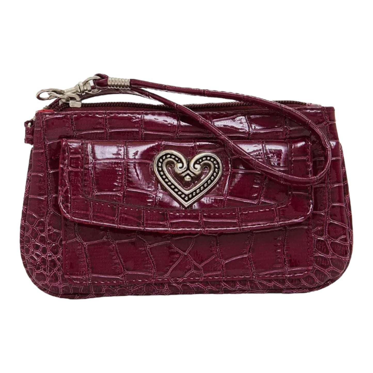 Vegan leather wristlet with Silver heart charm