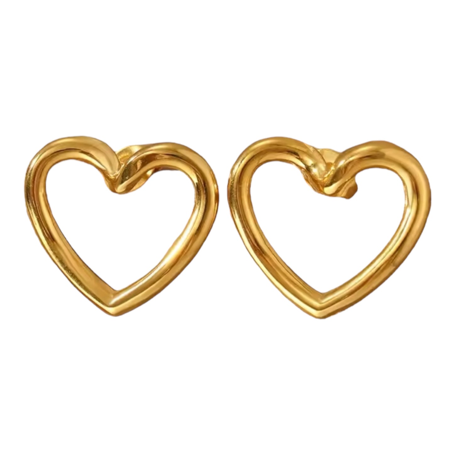 Gold Heart Stud Earrings