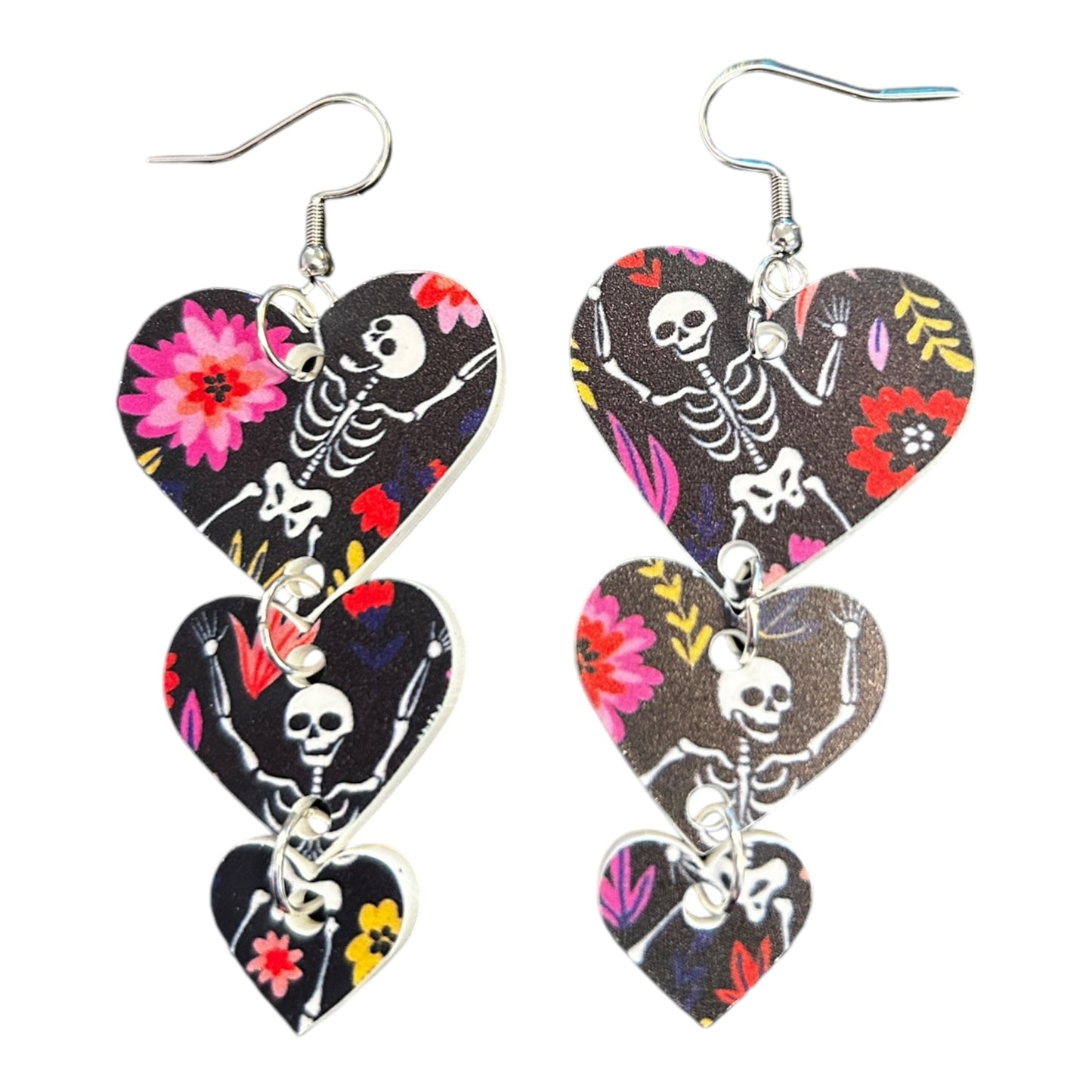 Dancing Skeleton Heart Earrings