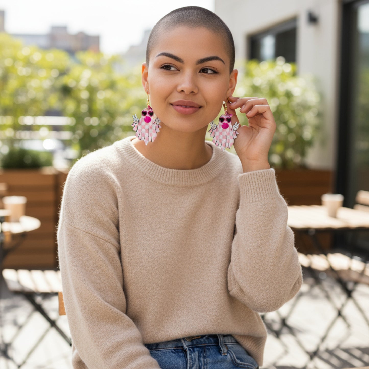 Bubble Gum Pink Ghost Earrings