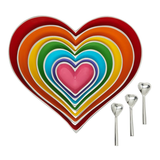 7 Hearts Set with 3 Heart Spoons - Rainbow