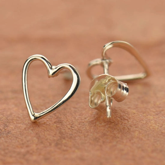 Open Heart Sterling Silver Stud Earrings
