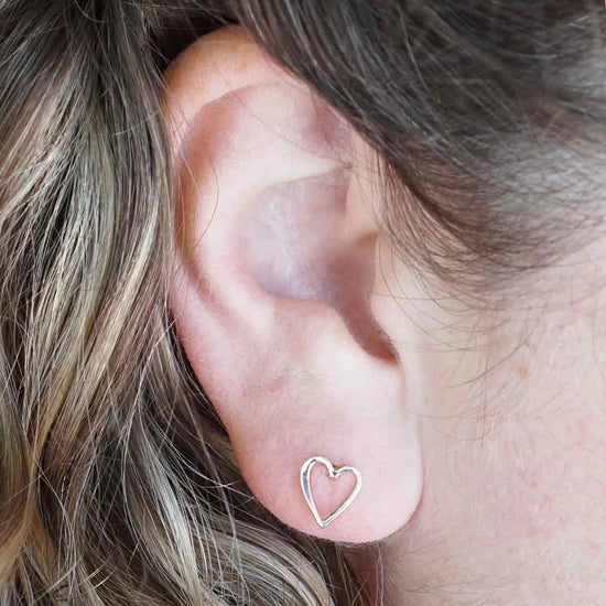 Open Heart Sterling Silver Stud Earrings