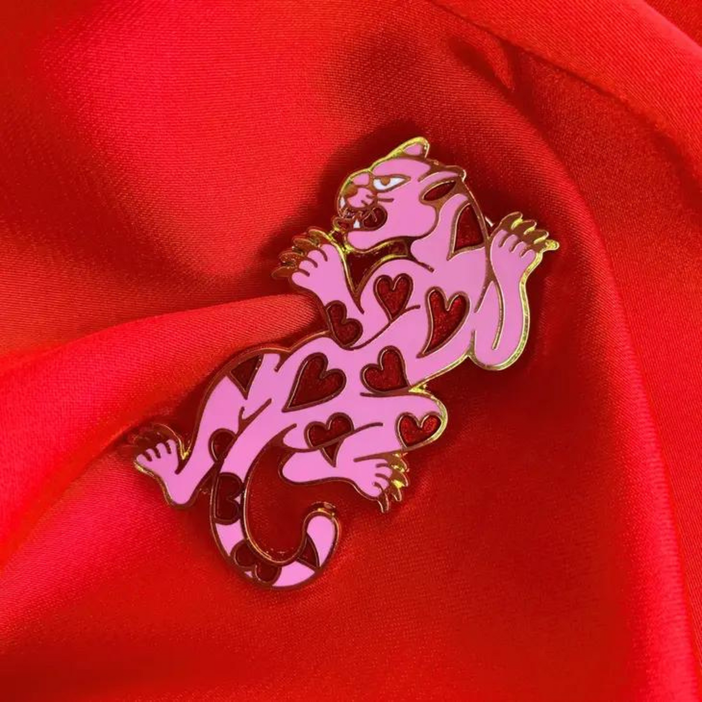 Heart Panther Enamel Pin