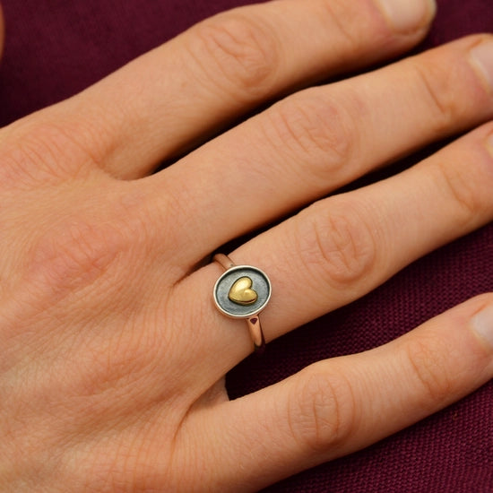 Shadowbox Sterling Silver with Bronze Heart Ring