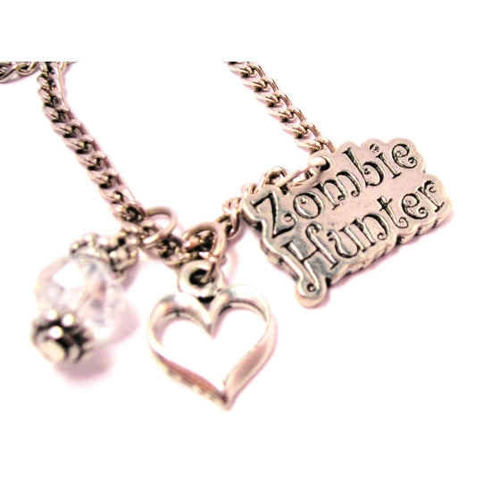 Zombie Hunter Heart And Crystal 18" Necklace