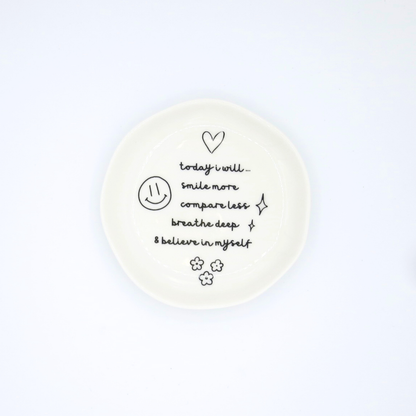 Today I Will Smile More Round Trinket Dish