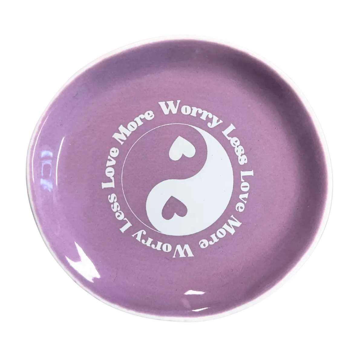 Love More Worry Less Round Trinket Dish Tray