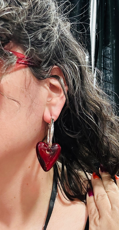 Oversized Heart drop Hoops
