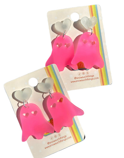 Ghost Glow in The Dark Heart Earrings