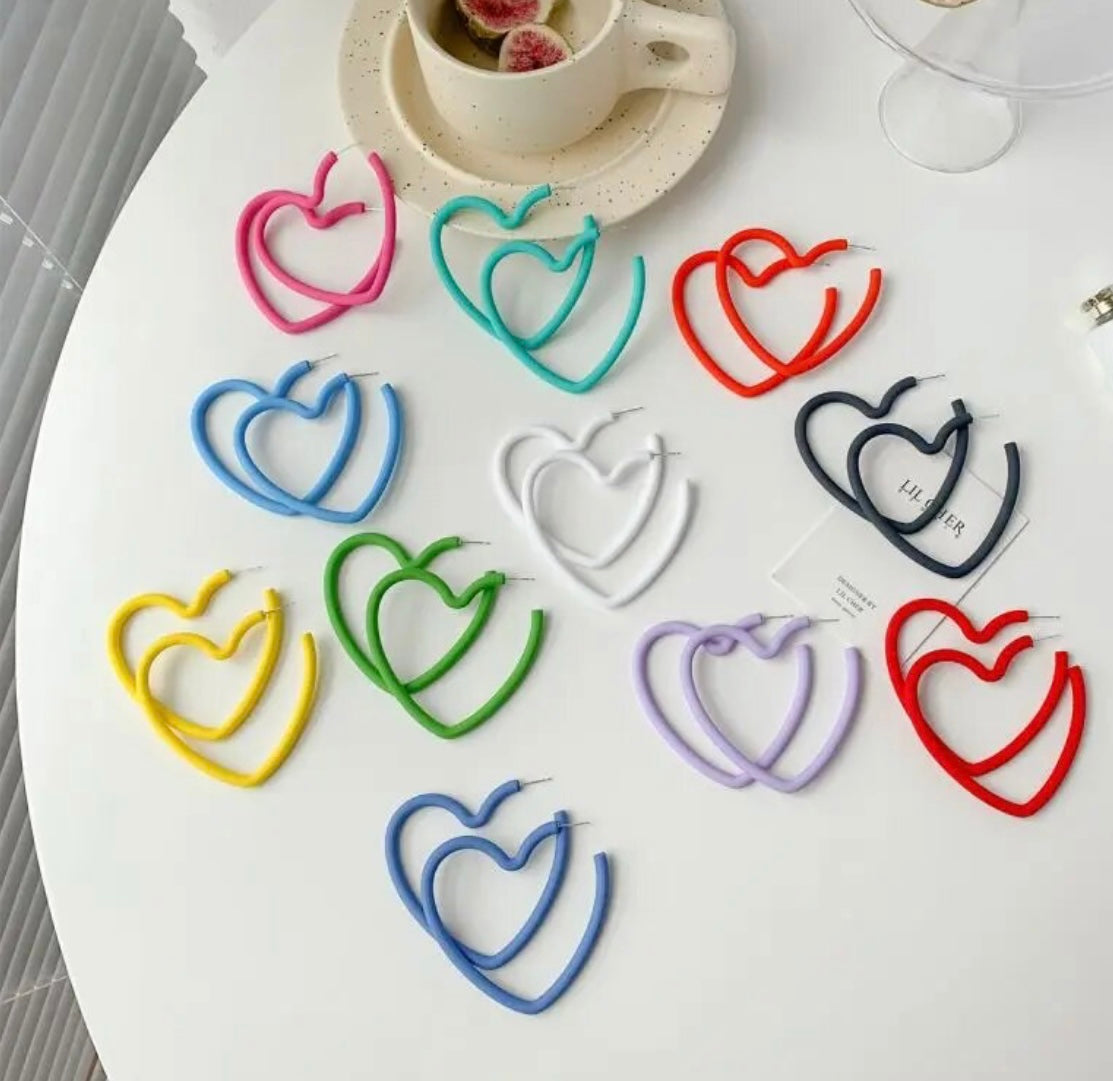 Colored Heart Hoop Earring