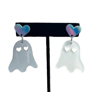 Ghost Glow in The Dark Heart Earrings