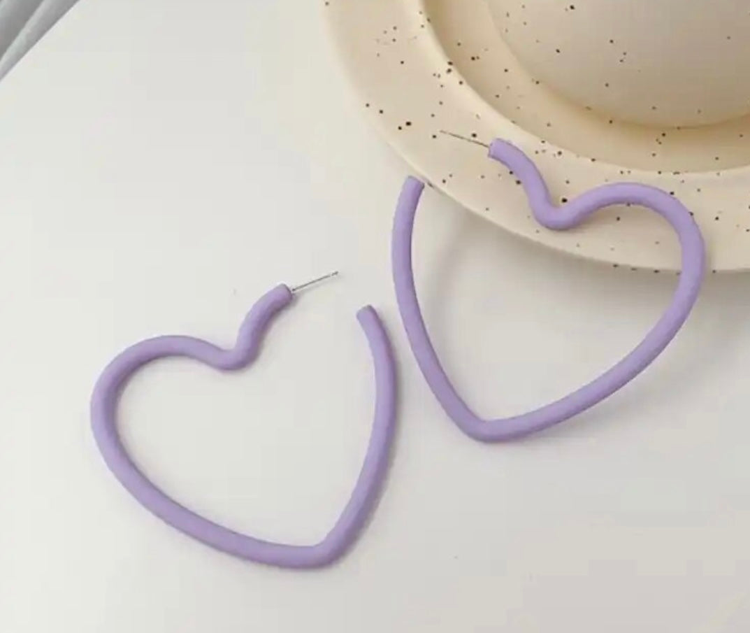 Colored Heart Hoop Earring