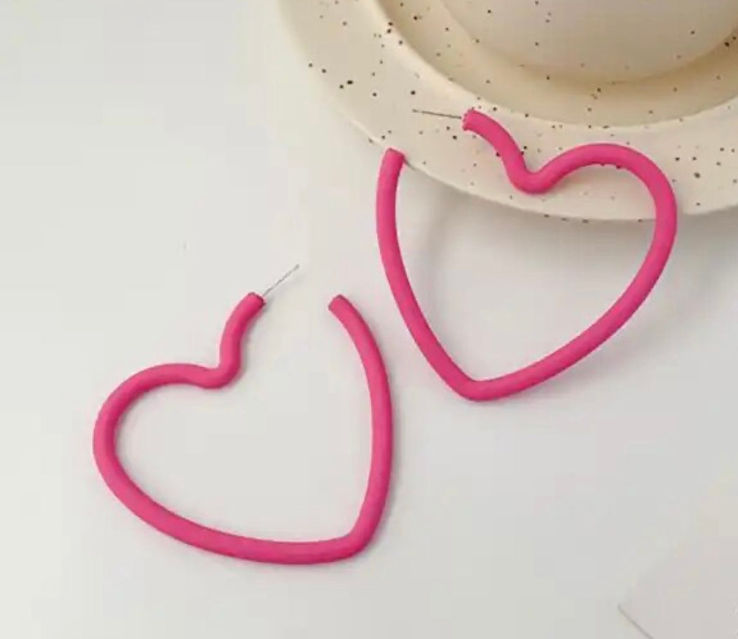 Colored Heart Hoop Earring