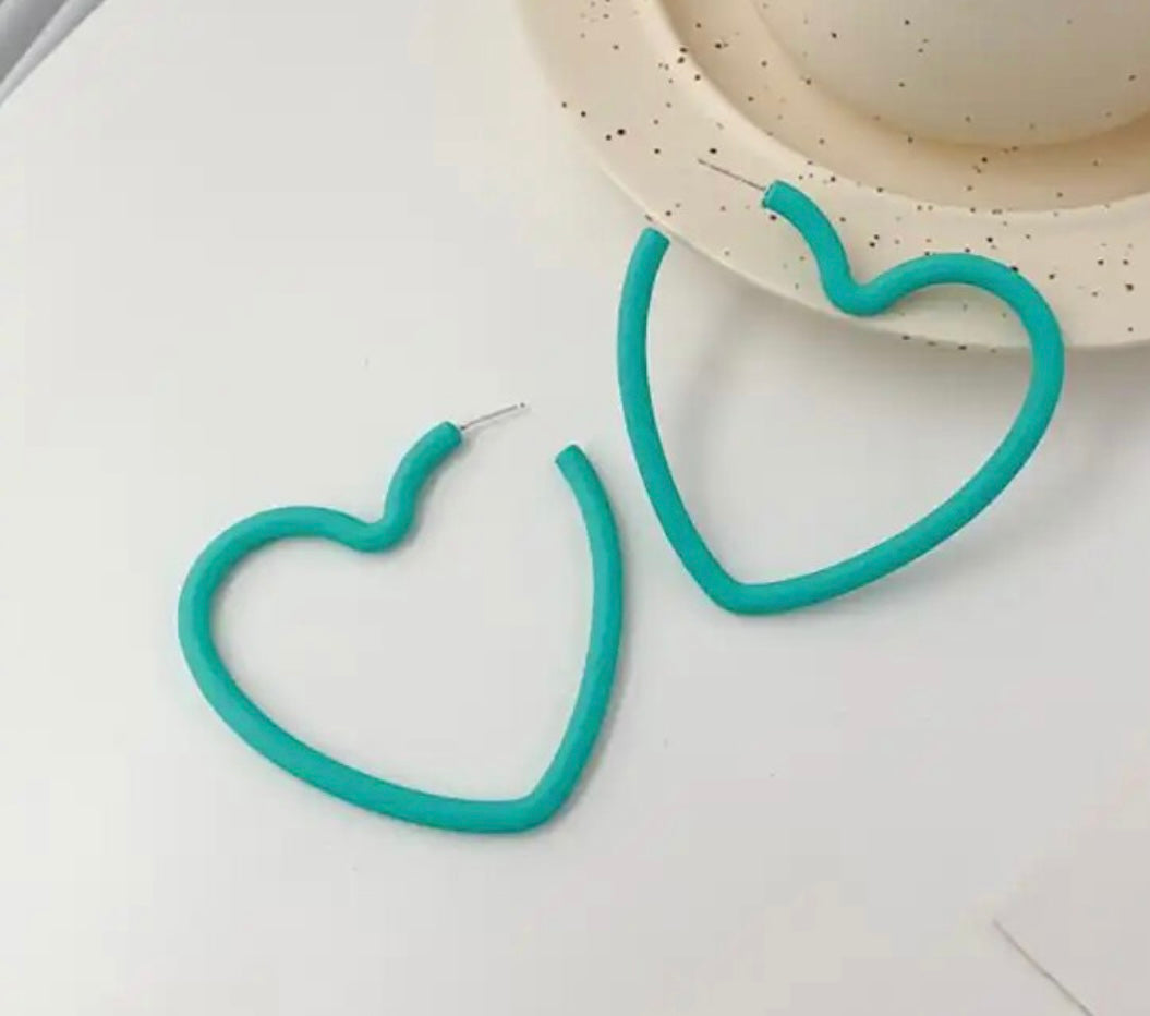 Colored Heart Hoop Earring