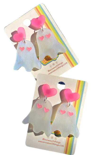 Ghost Glow in The Dark Heart Earrings