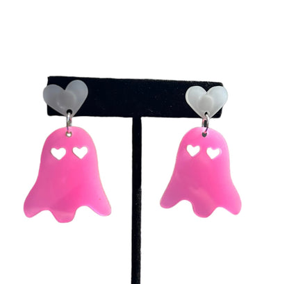 Ghost Glow in The Dark Heart Earrings