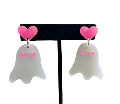 Ghost Glow in The Dark Heart Earrings