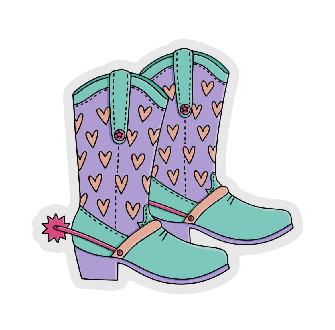 Heart Cowboy Boot Vinyl Sticker