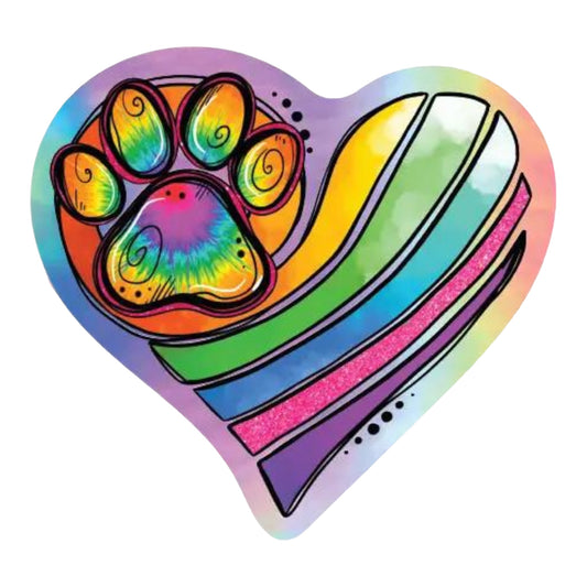 Heart with Pawprint Holographic Vinyl Sticker