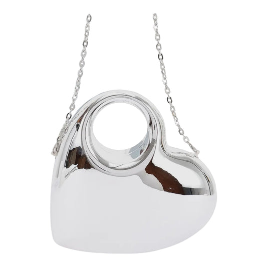 Heart metallic Cross body handbag purse