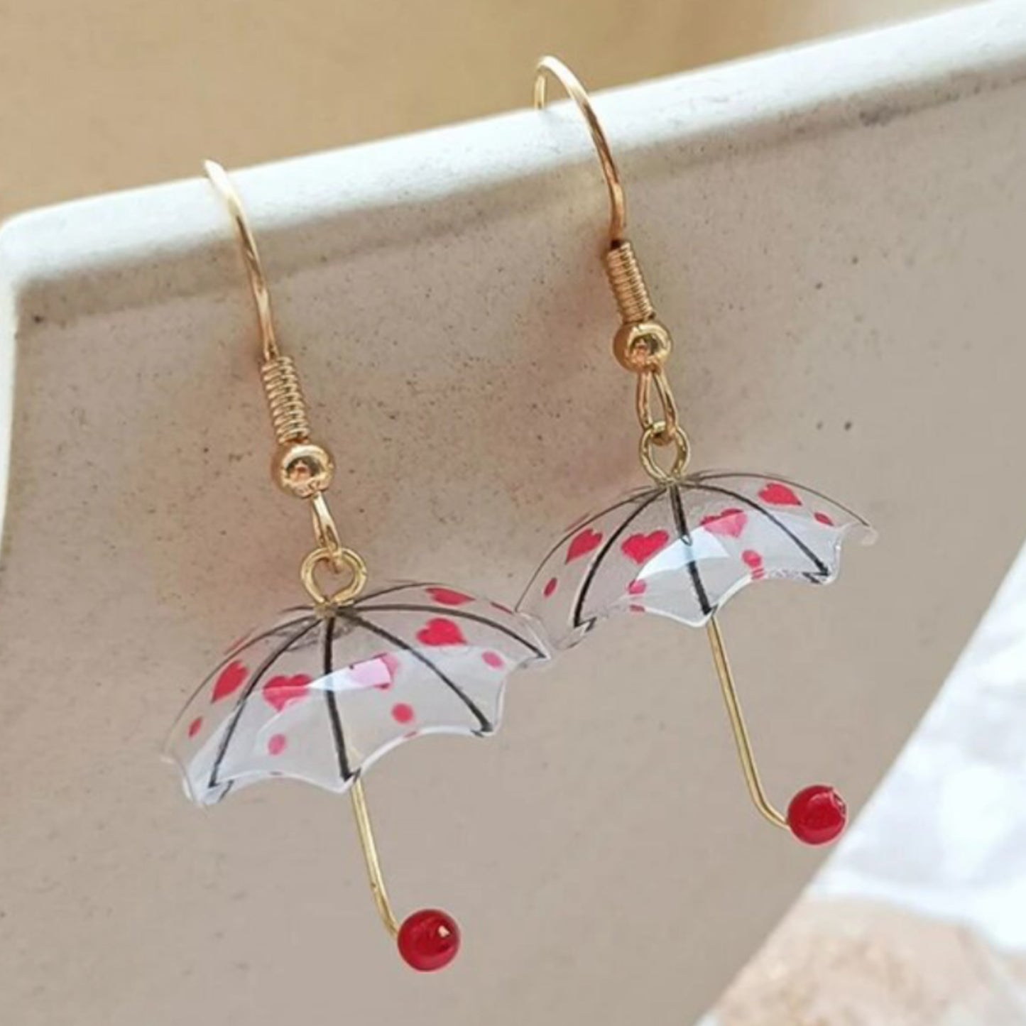 Umbrella Heart dangle earring